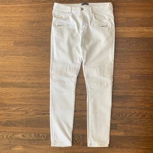 Men’s White Zara Stretch Cotton Moto Jeans